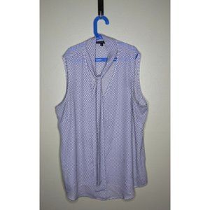 Adrianna Pappell White Black Dot Sleeveless Shirts Sz XL